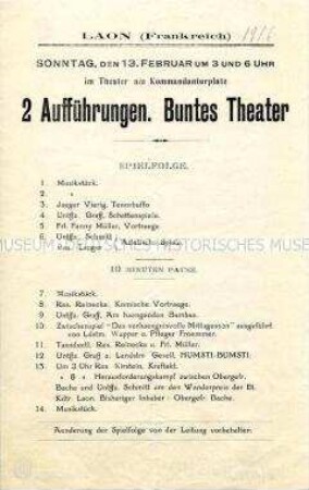 Programm eines bunten Theaterabends in Laon