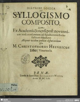 Diatribe Logica De Syllogismo Composito