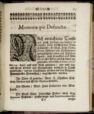 Memoria pie Defunctæ.
