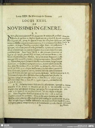 Locus XXIII. De Novissimis In Genere