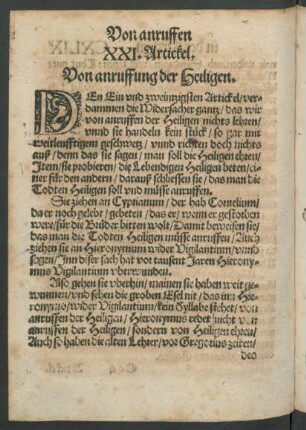 Von anruffung der Heiligen.