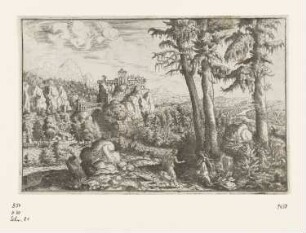 Engel tröstet Hagar, Blatt 1 der Folge "Landschaften mit biblischen Szenen"