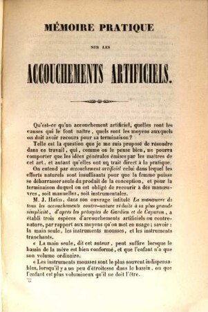 Mémoire pratique sur les accouchements artificiels