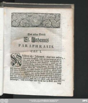 Des ersten Briefs St. Johannis Paraphrasis.