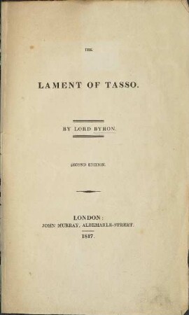 The Lament Of Tasso