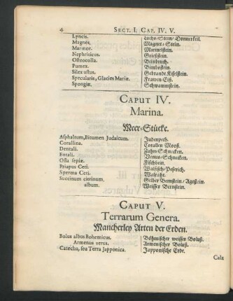 Caput V. Terrarum Genera. Mancherley Arten der Erden.
