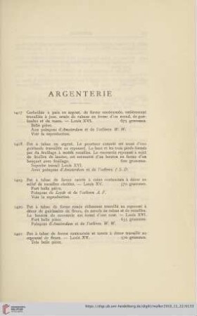 Argenterie (No. 1417 - 1466)
