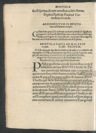 Argumentum In Epistolam ad Galatas incipit.