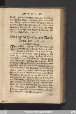 Am Tage der Heimsuchung Mariä. Evang. Luc. 1, 39 - 56.