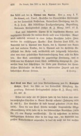 498 [Rezension] Groot, L. V. de, Leo XIII und der h. Thomas von Aquino