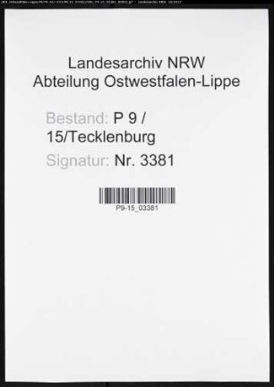 Sterberegister Standesamt Tecklenburg