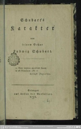 Schubart's Karakter