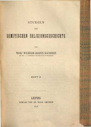 Studien zur semitischen Religionsgeschichte, 2