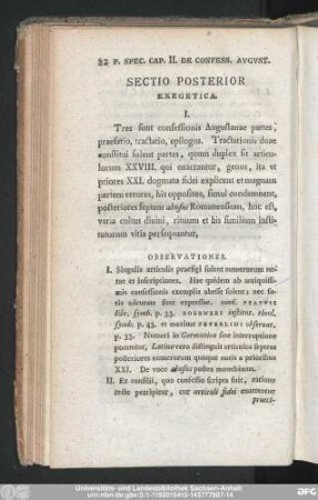 Sectio Posterior Exegetica.