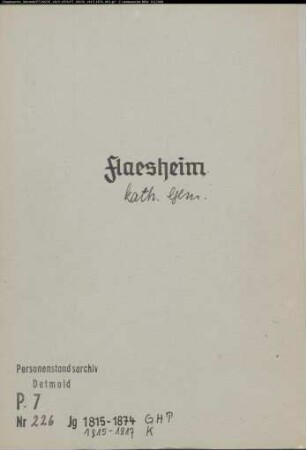 Kirchenbuchduplikat der katholischen Gemeinde in Flaesheim (GHT 1815-1874; K 1815-1817). (Gemeinde: Flaesheim, katholische Gemeinde )