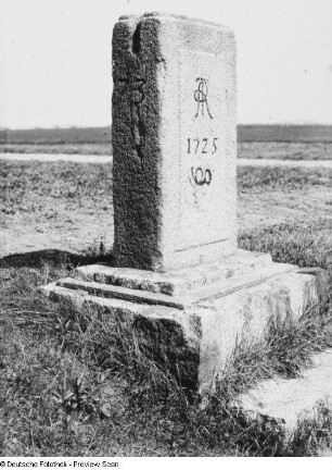 Viertelmeilenstein : Viertelmeilenstein, Reihennummer 73. 1725. Göda-Prischwitz-Sollschwitz, an der S 100