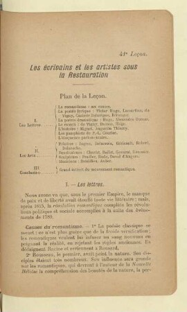 Les écrivains et les artistes sous la Restauration