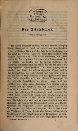 Monatsschrift für Geschichte und Wissenschaft des Judentums. 10. 1861