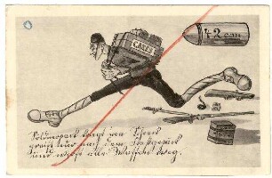 Kriegs Karte Nr. K. 75: Söldnerpack kriegt' nen Schreck ... (fliehender Engländer) (verboten)
