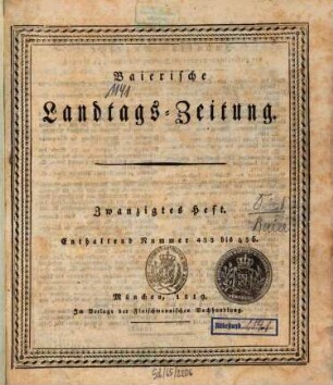 Baierische Landtags-Zeitung. 20 = Nr. 433 - 456. 1819