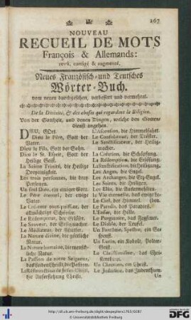 Neues Französisch- und Teutsches Wörter-Buch.