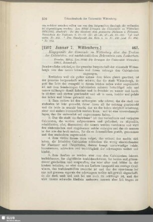 463. [1592, Januar 7. Wittenberg]