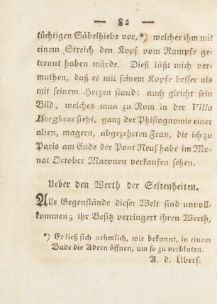 Ueber den Werth der Seltenheiten.