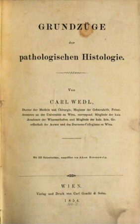 Grundzüge der pathologischen Histologie