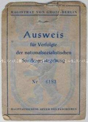 Ausweis für Verfolgte des NS-Regimes