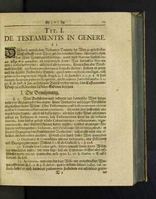 Tit. I. De Testamentis In Genere.