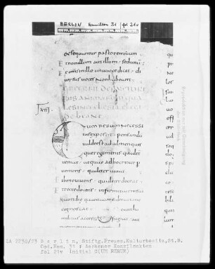 Institutio canonicorum concilii Aquisgranensis anno 816, Aachener Konzilsakten — Initiale C(um rerum), Folio 21verso