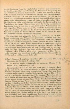 375-376 [Rezension] Baumann, Richard, Evangelische Romfahrt