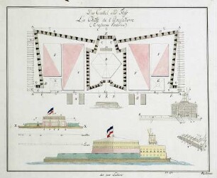 WHK 32 Krieg mit Frankreich 1792-1805: Risszeichnung des Flosses 'La Chute de l'Angleterre' (Englands Verderben)