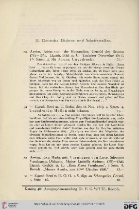 II. Deutsche Dichter und Schriftsteller (Nr. 50 - 192)