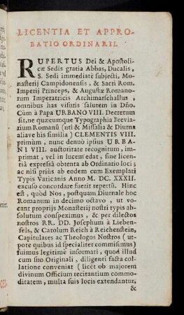 Licentia et Approbatio Ordinarii...