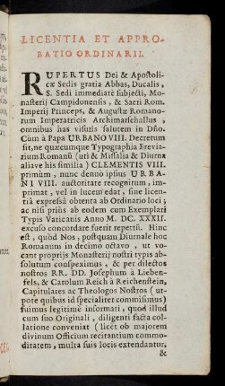 Licentia et Approbatio Ordinarii...