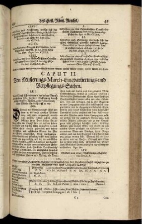 Caput II. Von Musterungs-Marsch-Einquartierungs- und Verpflegungs-Sachen.