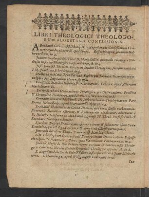 Libri Theologici Theologorum Augustanae Confessionis.