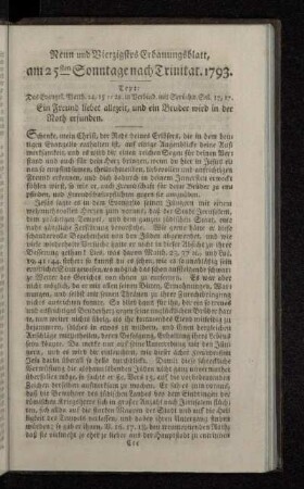 Neun und Vierzigstes Erbauungsblatt, am 25sten Sonntage nach Trinitat. 1793.