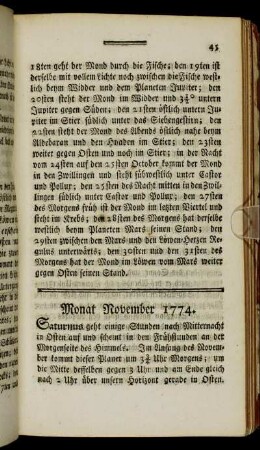 Monat November 1774.