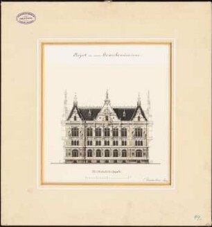 Naturhistorisches Museum (Gewerbemuseum), Hamburg: Nördliche Seitenfassade 1:200