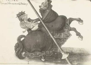 Turnierbuch des Kurfürsten John Friedrich des Ausschnitt aus einer Scharfrenngruppe