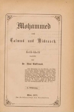 Abth. 2: Mohamed nach Talmud und Midrasch