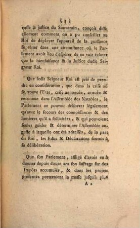Arrêté du Parlement du dimanche 5 août 1787