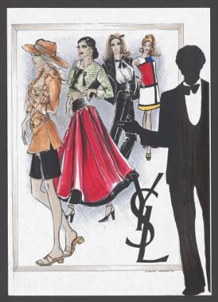 Modezeichnung: Von YSL inspirierte Illustration