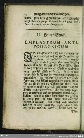 II. Haupt-Stuck. Emplastrum Antipodagricum