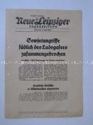 Extrablatt der "Neuen Leipziger Tageszeitung" u.a. mit einer Bilanz über die deutsche Luftwaffe an der Ostfront im März