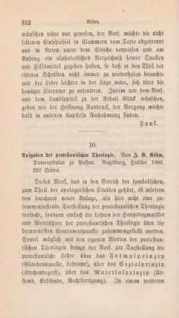 312-314 [Rezension] Röhm, Johann, Aufgaben der protestantischen Theologie