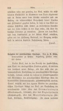 312-314 [Rezension] Röhm, Johann, Aufgaben der protestantischen Theologie
