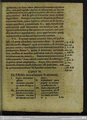Caput VI. De Effectis avocationum & attentatis